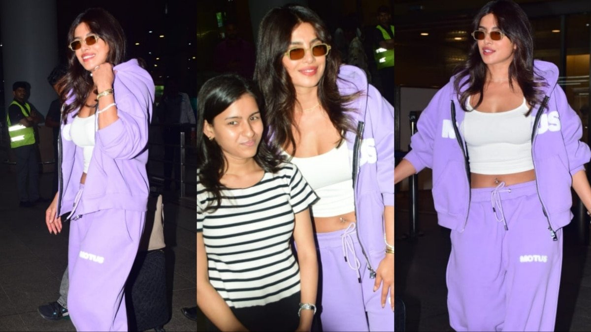 स्टाइलिश लुक में मुंबई एयरपोर्ट पर स्पॉट हुईं प्रियंका चोपड़ा, छोटी फैन के साथ खिंचवाई फोटो