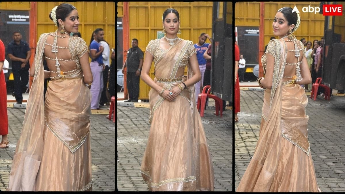 माथे पर बिंदी, बालों में गजरा...’परम सुंदरी’ के प्रमोशन पर साउथ इंडियन लक में कहर ढहाती दिखीं जाह्नवी कपूर