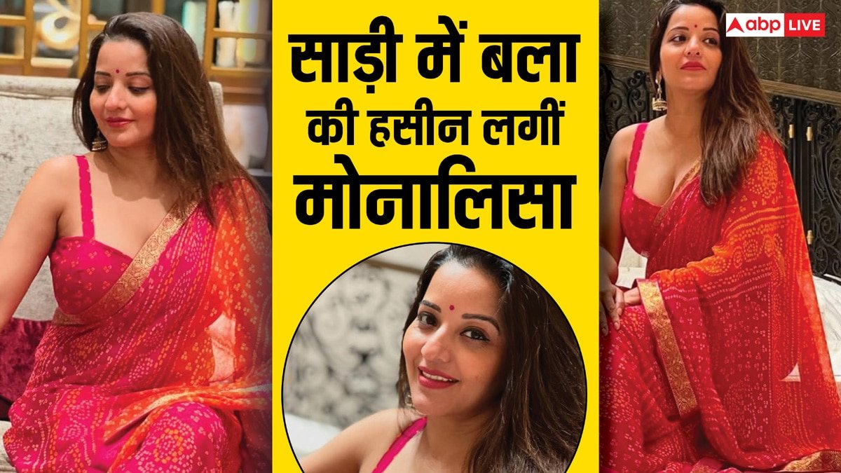 खुली जुल्फें, माथे पर बिंदिया और डीप नेक ब्लाउज के साथ साड़ी पहन मोनालिसा लगीं गजब, एक्ट्रेस के देसी लुक पर फिदा हुए फैंस