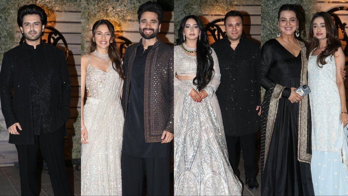 Vicky Bhagnani Sangeet: वाइफ रकुल प्रीत संग रॉयल लुक में पहुंचे जैकी भगनानी, ये सितारे भी हुए शामिल