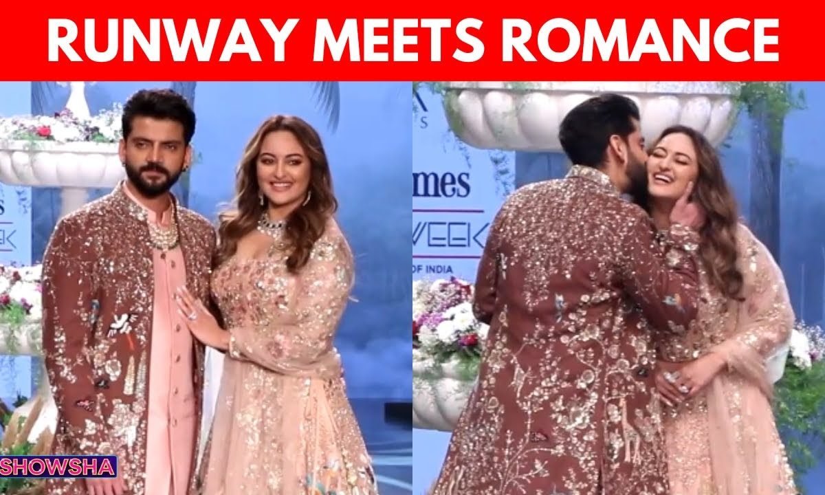 Sonakshi Sinha Gets Playfully Kissed By Zaheer Iqbal During Their Ramp Debut Together | WATCH