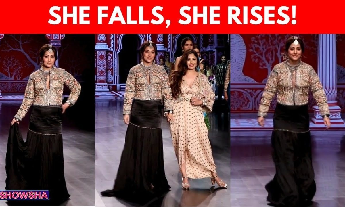 Hina Khan Trips Twice, But Quickly Recovers With Her Pose Intact & A Big Smile At Fashion Show