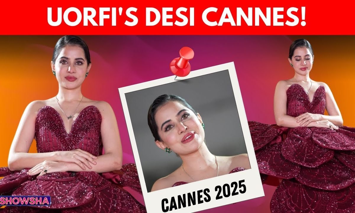 Uorfi Javed Creates Her Own Cannes Moment In India In A Maroon Blooming Flower Petal Dress | WATCH