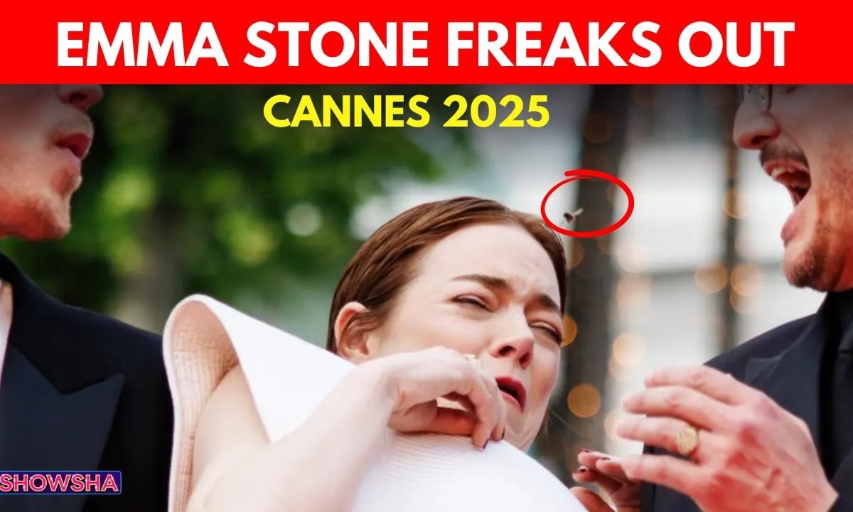 Emma Stone Gets Startled By A Bee At Cannes 2025 With Pedro Pascal & Austin Butler | N18G
