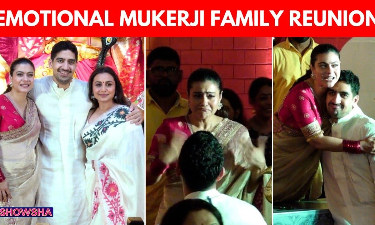 Kajol & Rani Mukerji Share An Emotional Moment With Ayan Mukerji During Durga Puja Festivities;WATCH