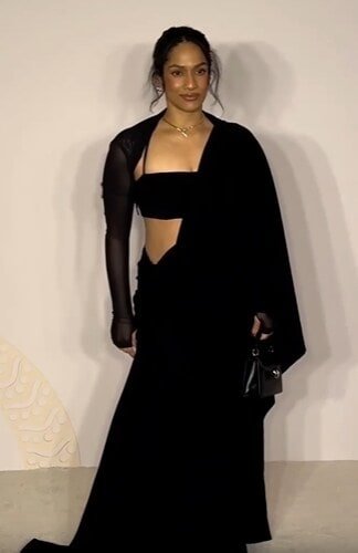 #MasabaGupta spotted in a black saree, radiating post-pregnancy glow, looking fitter than ever