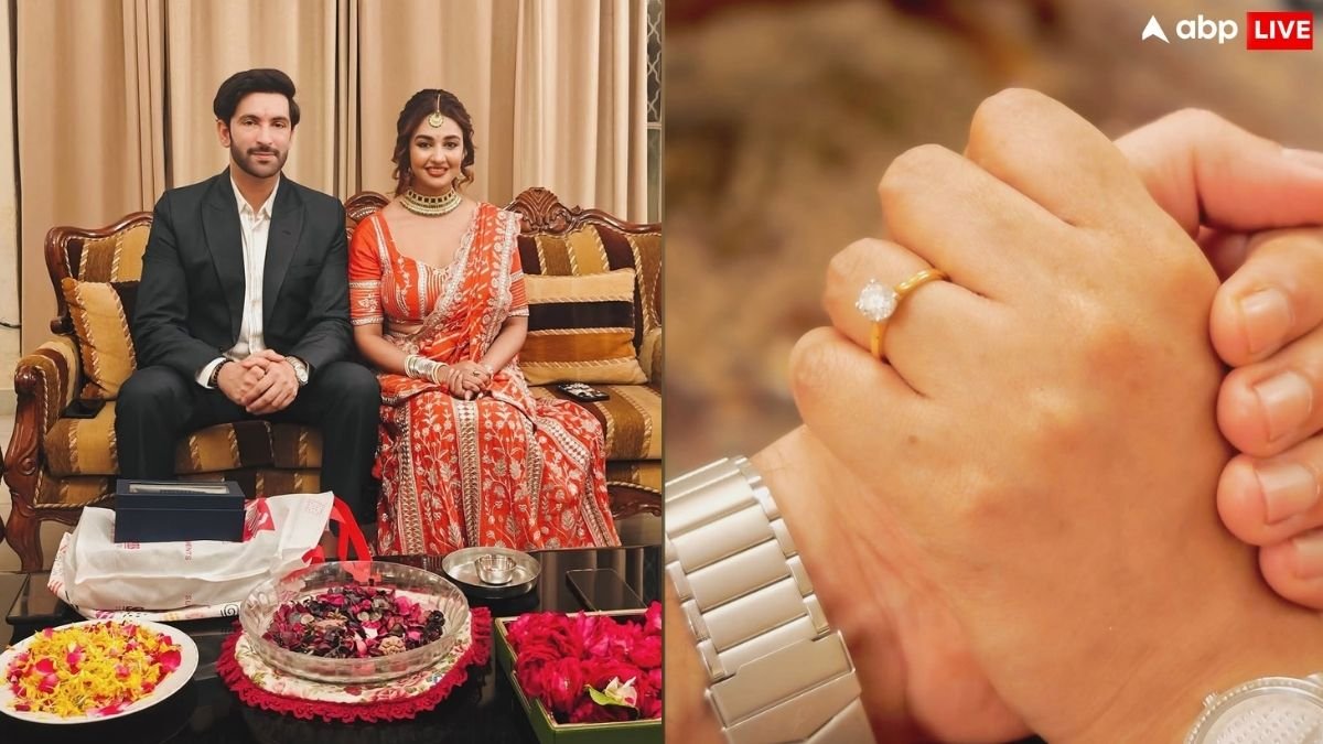 रश्मि देसाई के एक्स हसबैंड नंदीश संधू की सगाई की फोटोज आई सामने, ऑरेंज लहंगे में खूब जंची मंगेतर
