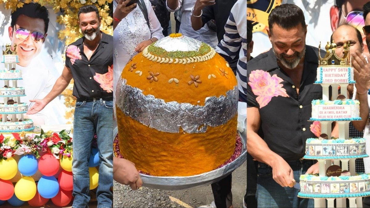 Bobby Deol Birthday: बॉबी देओल के बर्थडे पर बना 12 किलो का स्पेशल लड्डू, एक्टर ने मीडिया संग भी काटा केक, देखें तस्वीरें