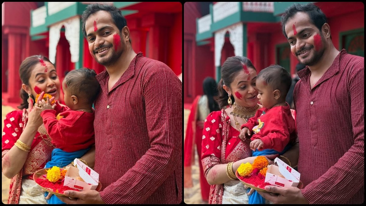 विजयदशमी पर देवोलीना भट्टाचार्जी का बंगाली लुक, मुस्लिम पति संग मनाया सिंदूर खेला