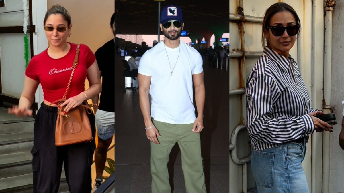 डैशिंग लुक में एयरपोर्ट पर स्पॉट हुए शाहिद कपूर, तो कैजुअल लुक में छाई मलाइका अरोड़ा, देखें तस्वीरें