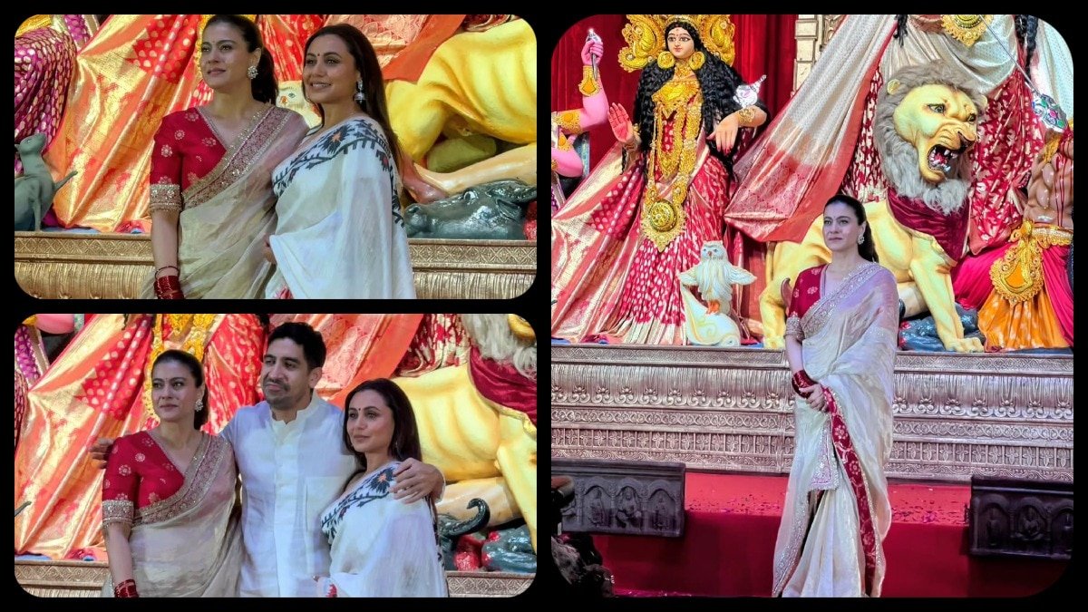 काजोल ने धूमधाम से किया दुर्गा मां का स्वागत, भव्य आयोजन में नजर आईं रानी मुखर्जी और पूरा परिवार