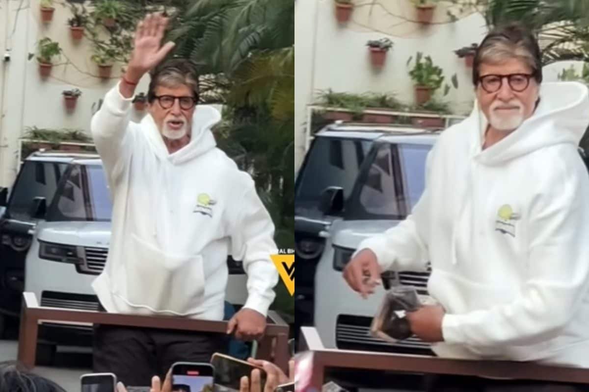 Amitabh Bachchan Throws T-shirts Into Crowd Of Fans Outside His Residence Jalsa | Watch Viral Video