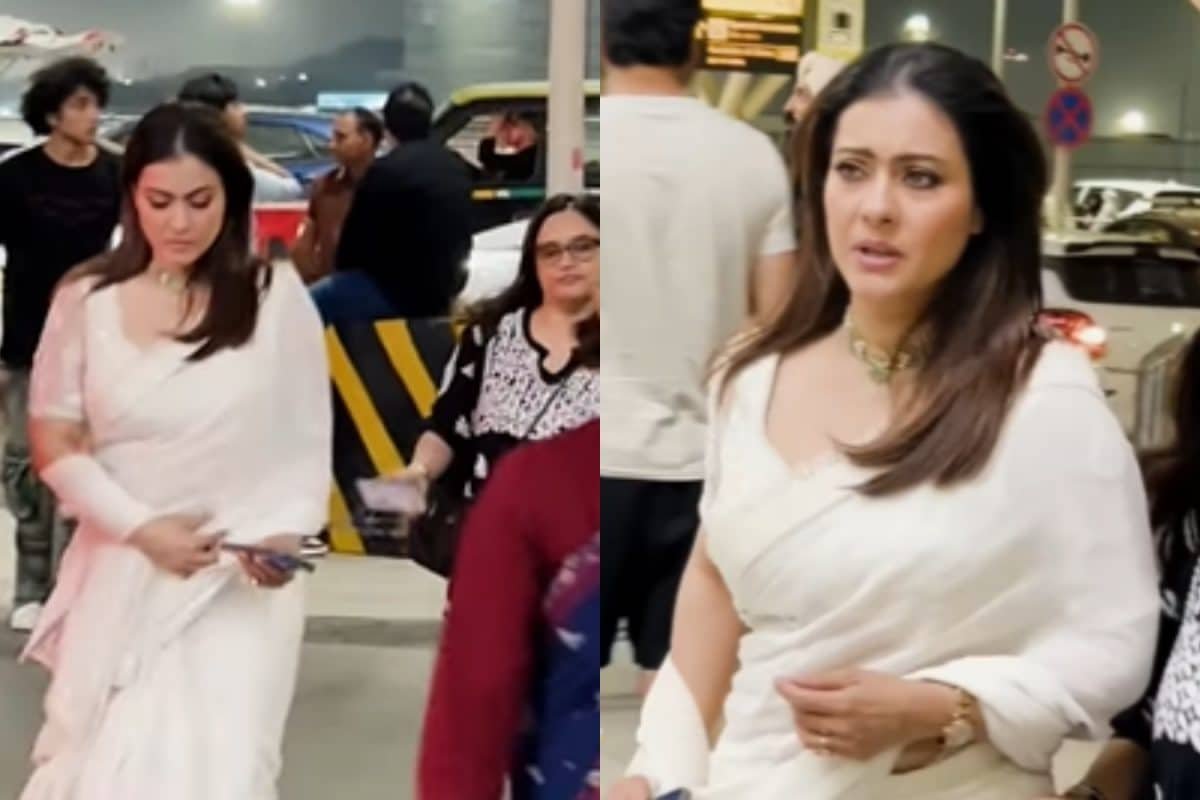 Kajol Serves Classic Glamour In White Saree At Mumbai Airport, Fans Are All Hearts | Watch