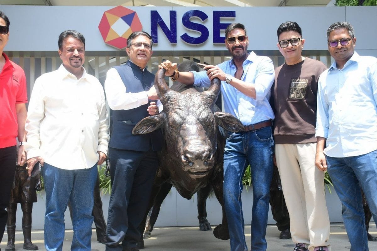 Ajay Devgn Rings The Bell At Iconic NSE On Akshaya Tritiya Ahead Of Raid 2 | Pics