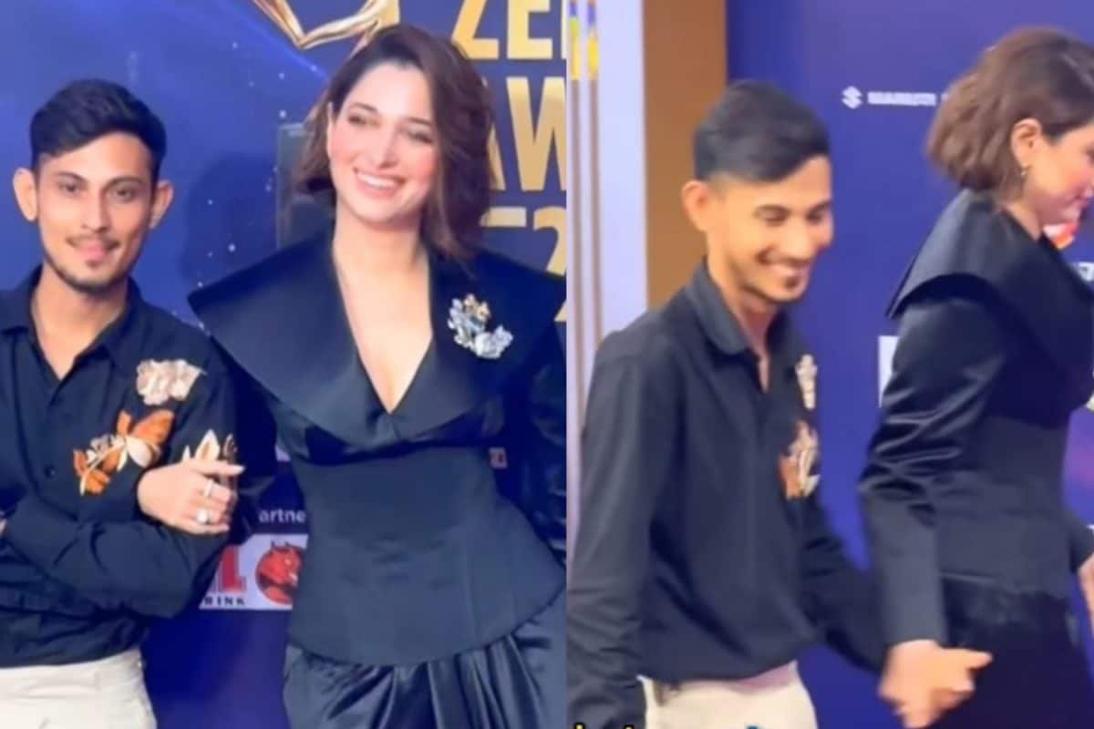 Tamannaah Bhatia Holds Paparazzos Hand, Poses With Him On Red Carpet At Awards Night | Watch