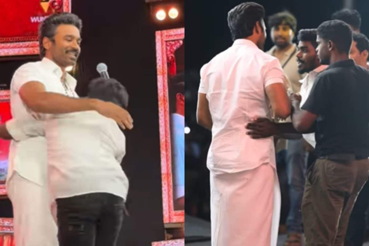 Dhanush’s Fan Breaks Security, Rushes To Hug Actor At Idli Kadai Trailer Launch Event | Watch