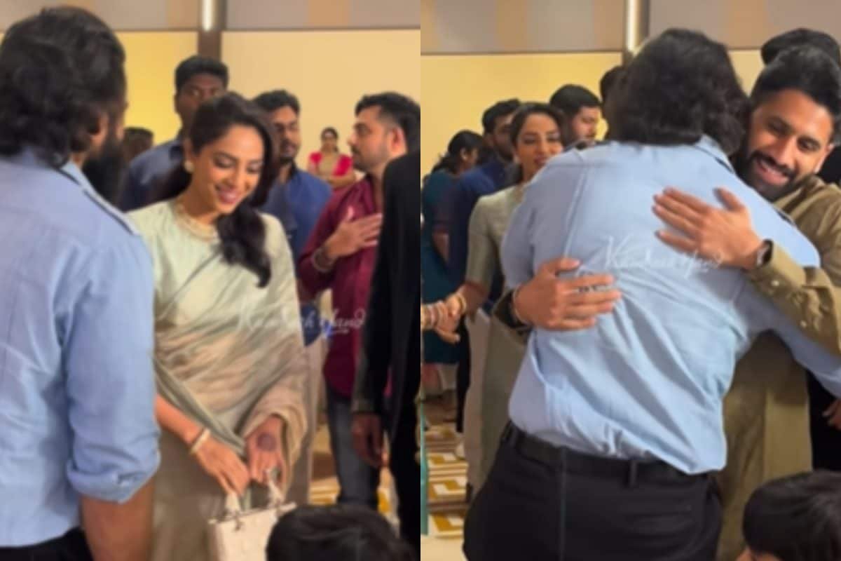Naga Chaitanya And Sobhita Dhulipala Bump Into Sai Durgha Tej At Hyderabad Event | Watch