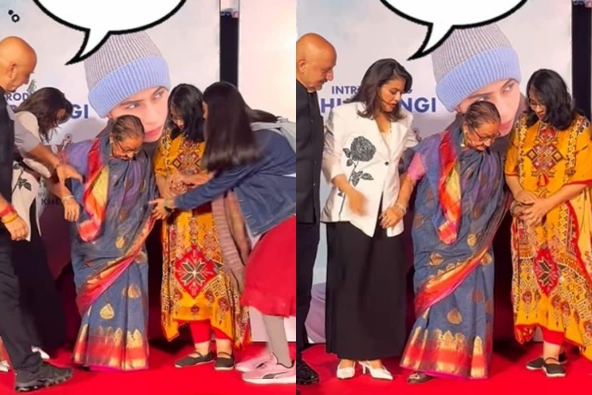 Kajol Saves Anupam Khers Mother From Falling On Stage During Tanvi The Great Event | Watch Viral Video