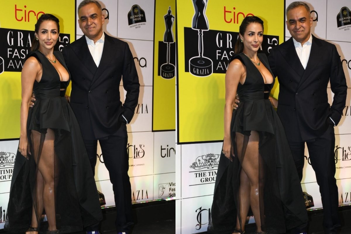 Malaika Arora Goes Bold In Plunging Black Gown, Poses With Bibhu Mohapatra On Red Carpet | Watch