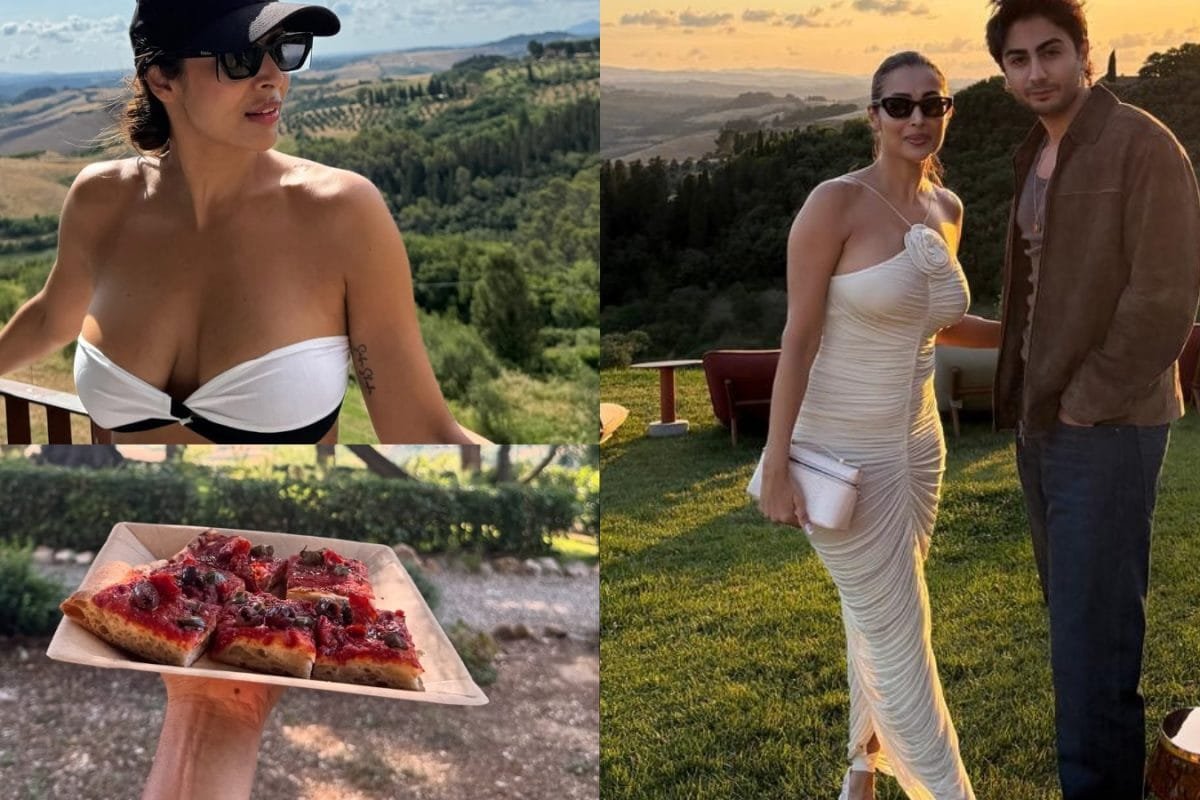 Malaika Arora Stuns In A Bold Black-And-White Bralette On Her Italian Vacay With Son