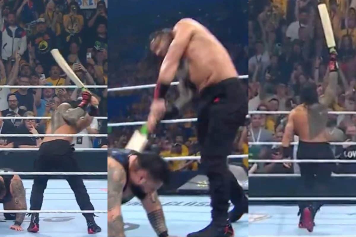 Just Like Steve Smith! Roman Reigns Goes Full Ashes Mode With Cricket Bat At WWE Crown Jewel