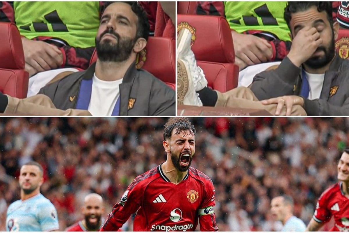 Ruben Amorim Looks Away Anxiously As Bruno Fernandes’ Late Penalty Saves Man United: WATCH