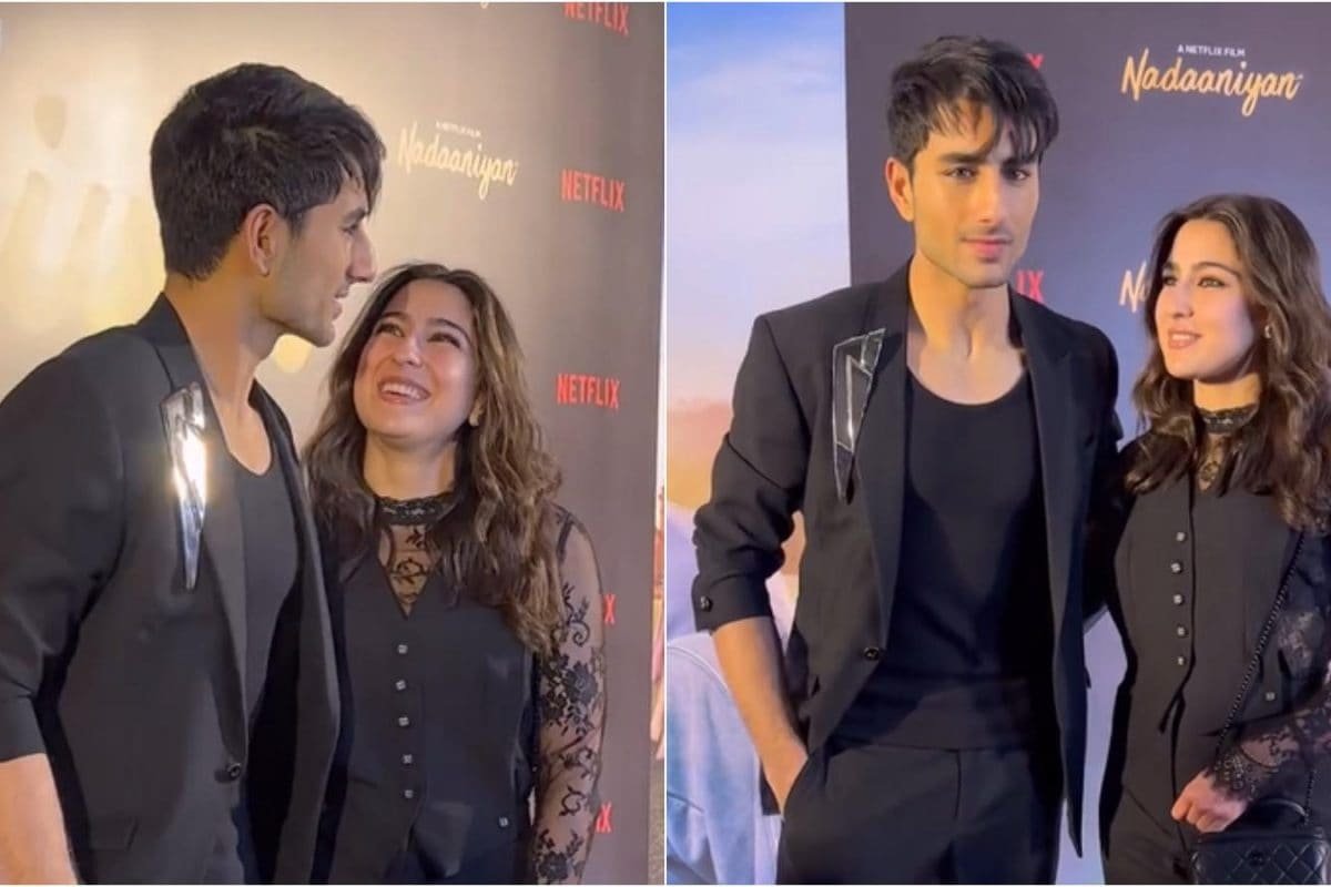 Sara Ali Khan-Ibrahim Ali Khan Twin In Black, Make Stylish Entrance At Screening Of His Debut Film Nadaaniyan