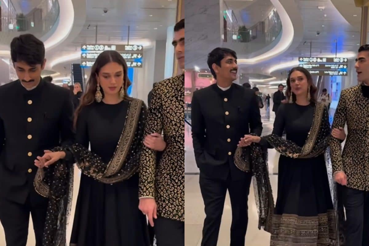 Siddharth Holds Wife Aditi Rao Hydari’s Dupatta At An Event, Fans React | Watch Viral Video