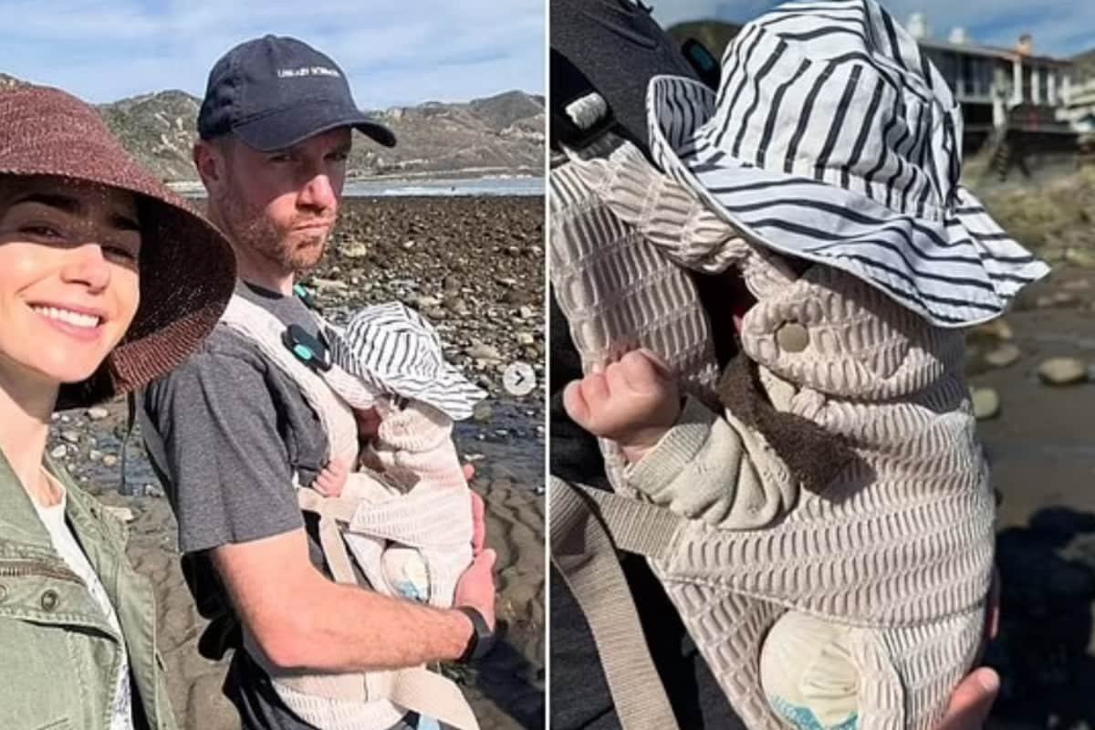 Lily Collins Takes Baby Tove To The Beach For The First Time
