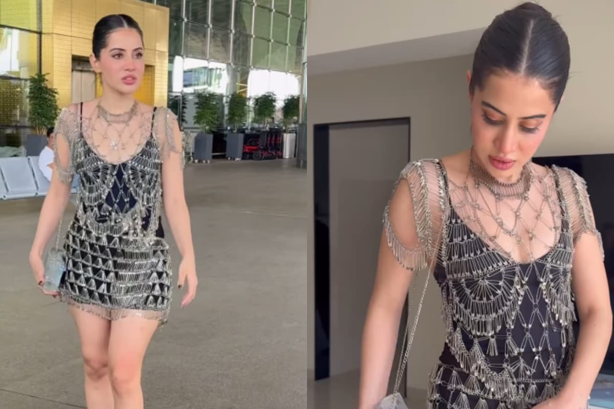 Uorfi Javeds Airport OOTD Is A Dress Made Of Safety Pins; Dont Miss Her New Ice Purse | WATCH