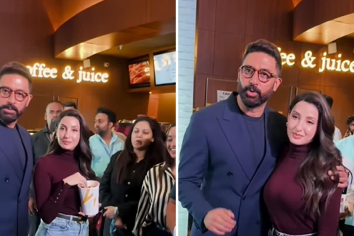 Abhishek Bachchan And Nora Fatehi Share Candid Moment At Be Happy’s Screening