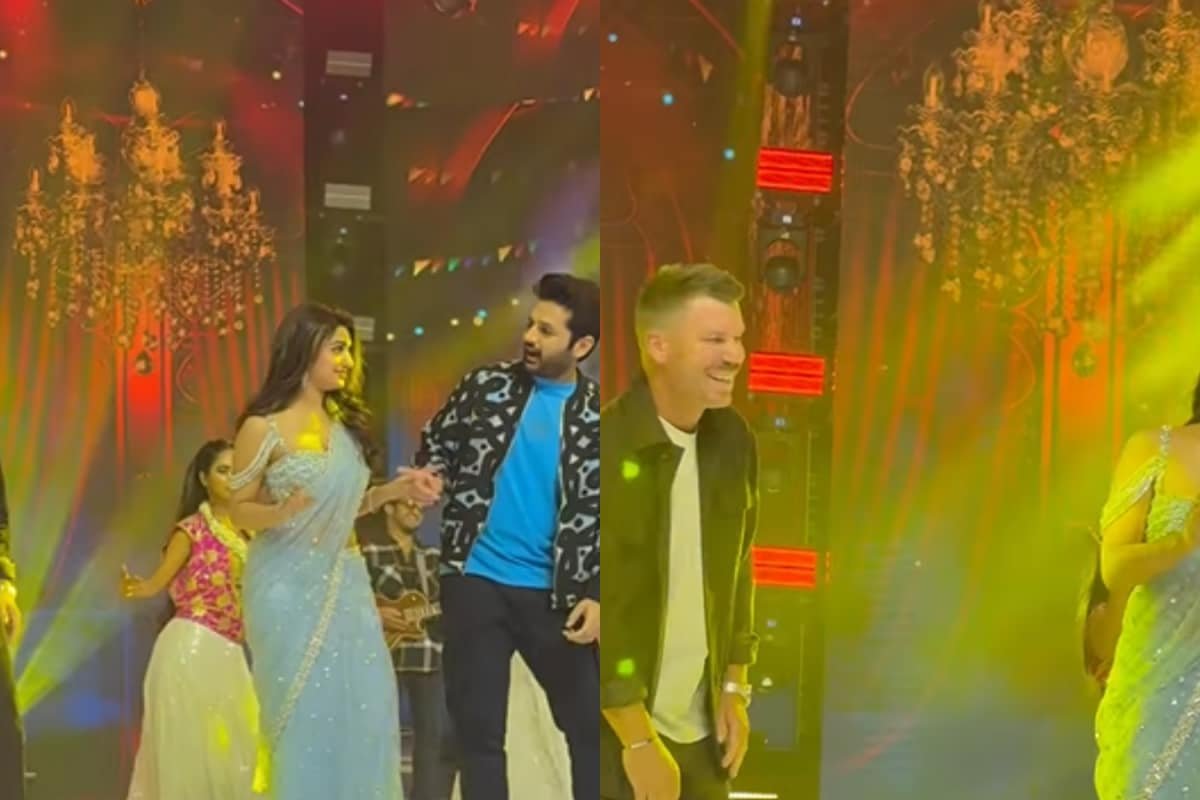 Sreeleela, Nithiin Teach Dance Steps To Cricketer David Warner At Robinhood Trailer Launch | WATCH