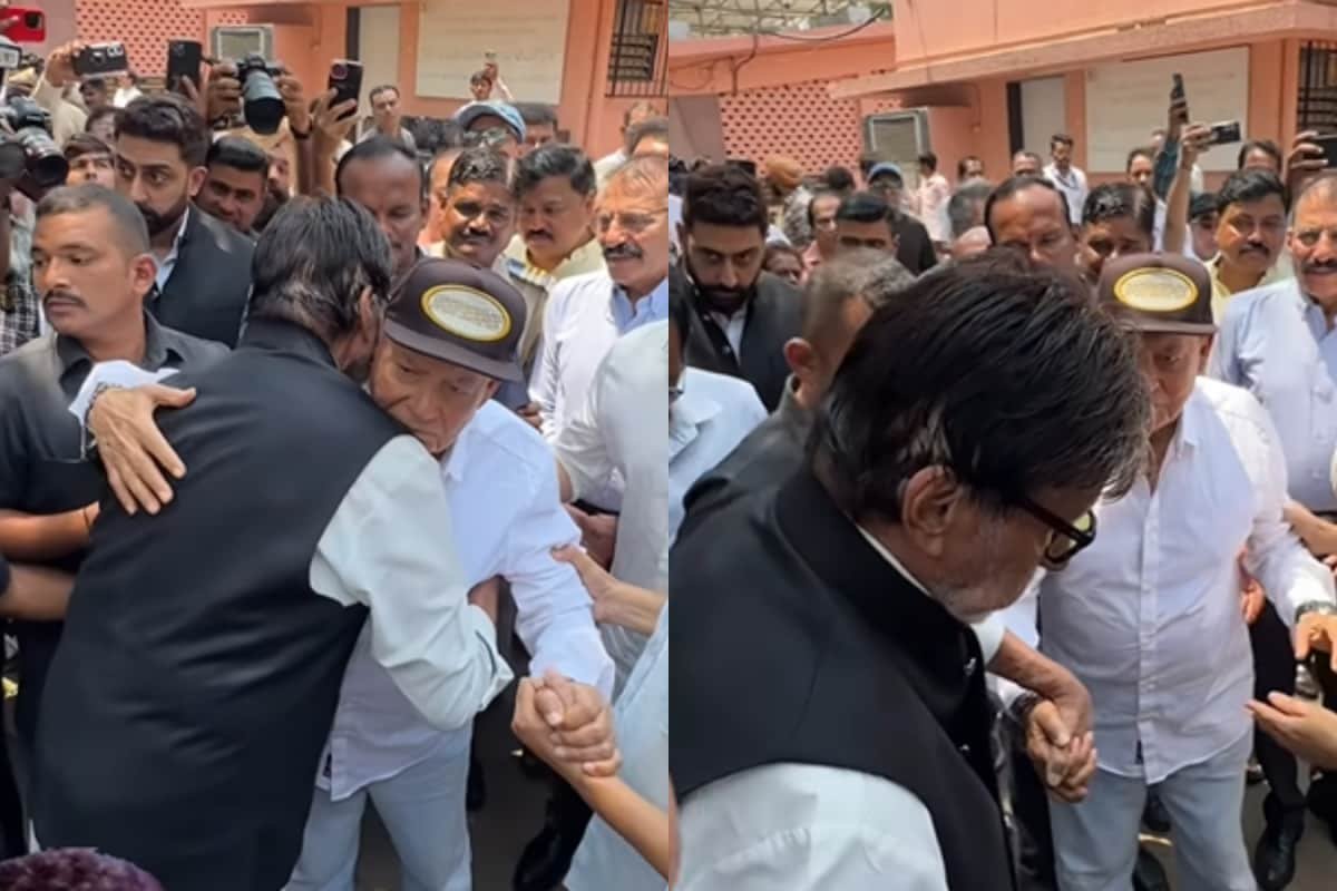 Amitabh Bachchan Hugs Salim Khan, Holds His Hand At Manoj Kumars Funeral | Watch