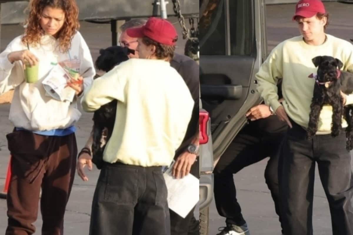 Tom Holland Visits Fiancee Zendaya on Euphoria Set, Carries Her Dog in Sweet Viral Pics