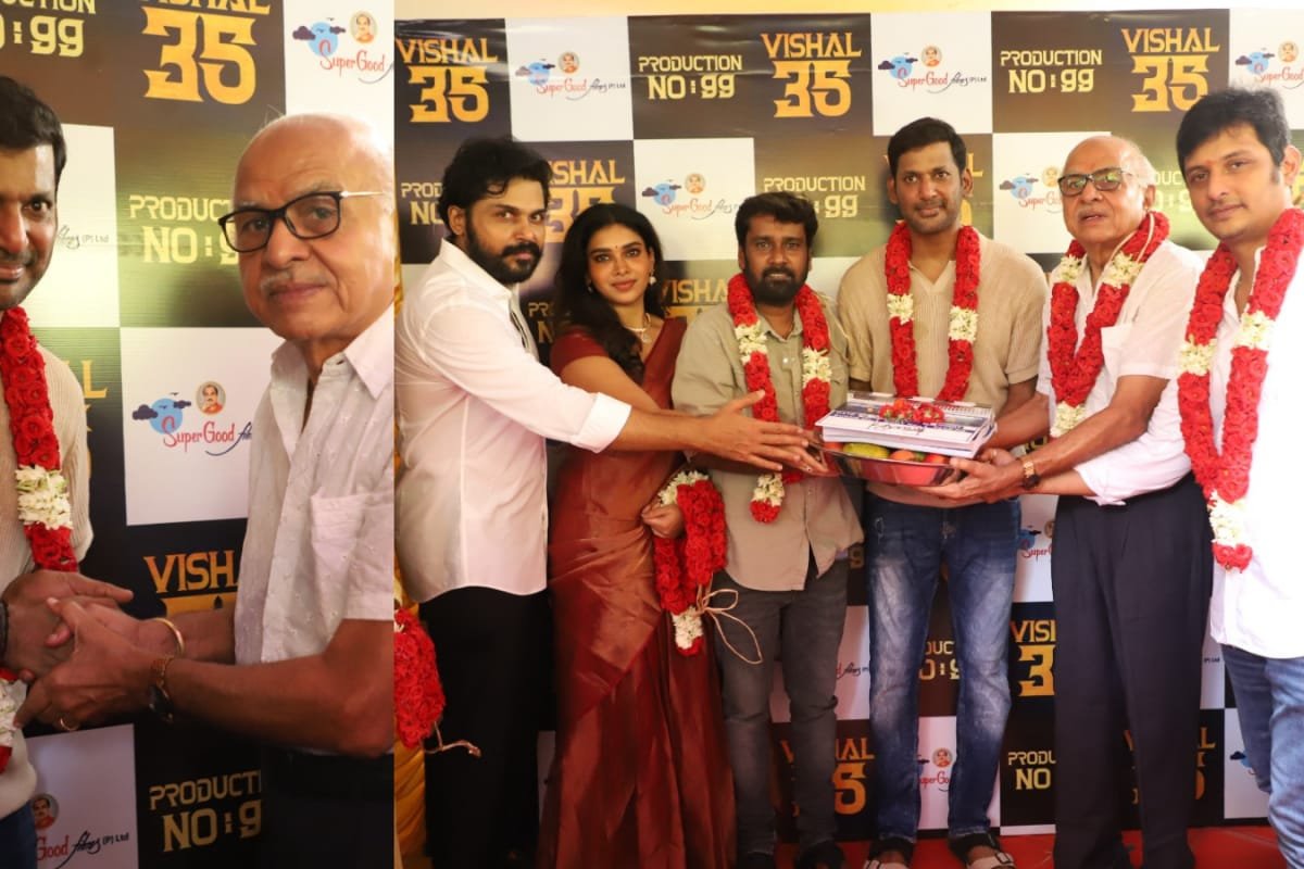 Vishal Teams Up With Ravi Arasu for Vishal 35, Karthi Attends Mahurat Puja | Photos