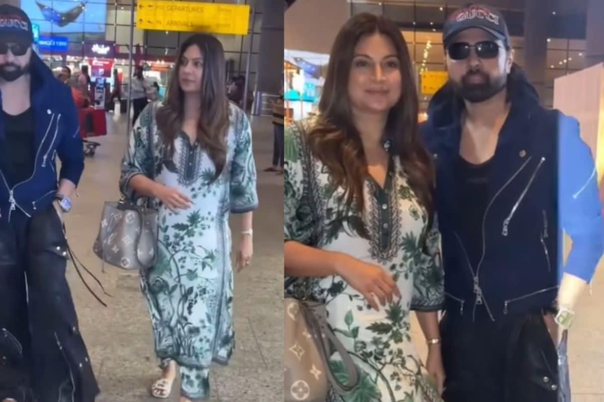 Himesh Reshammiya Rocks All-Black Airport Look With Wife Sonia Kapur By His Side