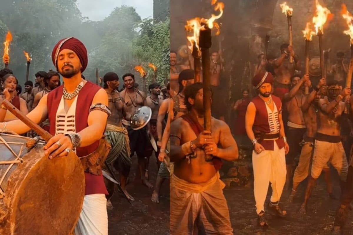 BTS Clip Shows Diljit Dosanjh And Rishab Shetty’s Fun Moments From Kantara: Chapter 1 Shoot