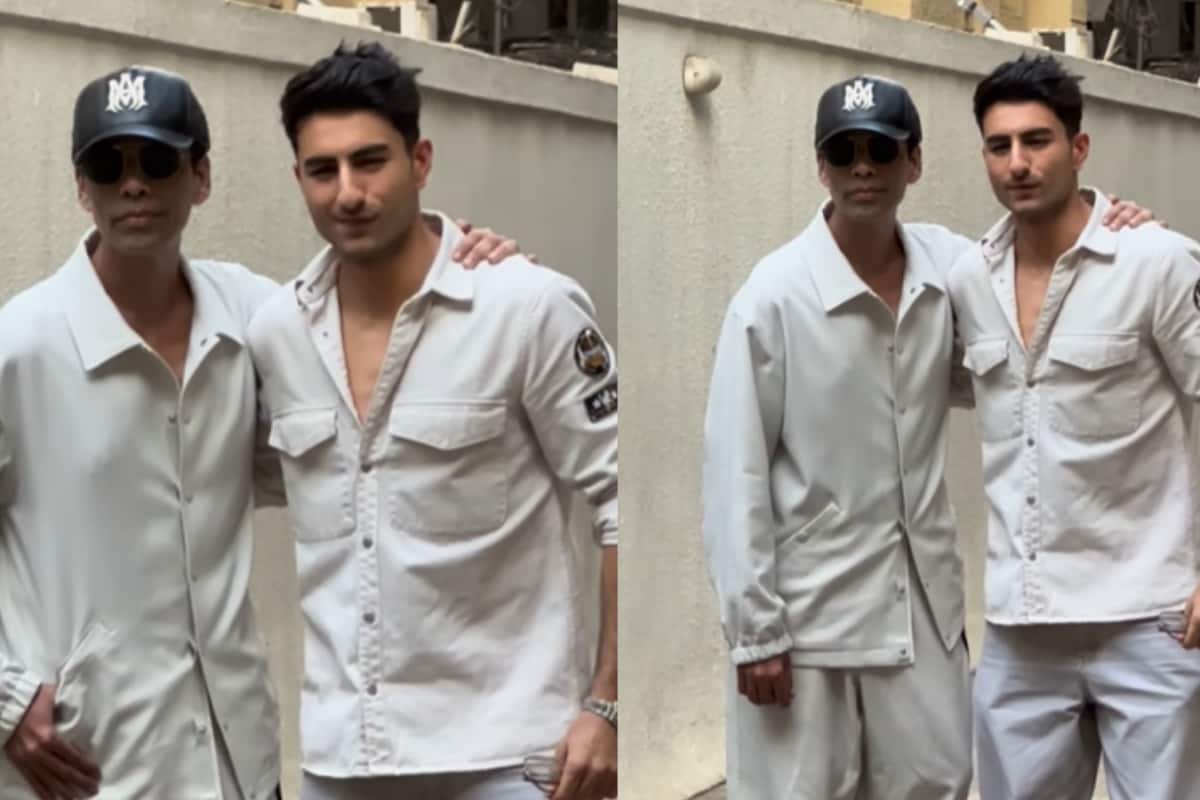 Ibrahim Ali Khan And Karan Johar Twin In White, Share A Hug Ahead Of Formers Debut Film Nadaaniyan