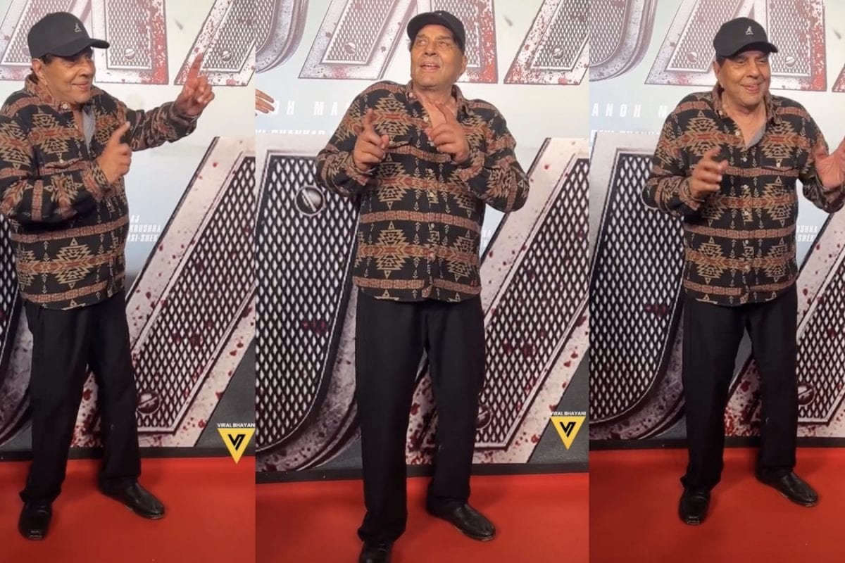 Dharmendra Grooves To Dhol At Son Sunny Deols Jaat Premiere; Paps Cheer For The Iconic Star | Watch