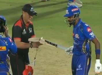 Umpire Checks Hardiks Bat During IPL Clash Between MI And DC - Heres Why