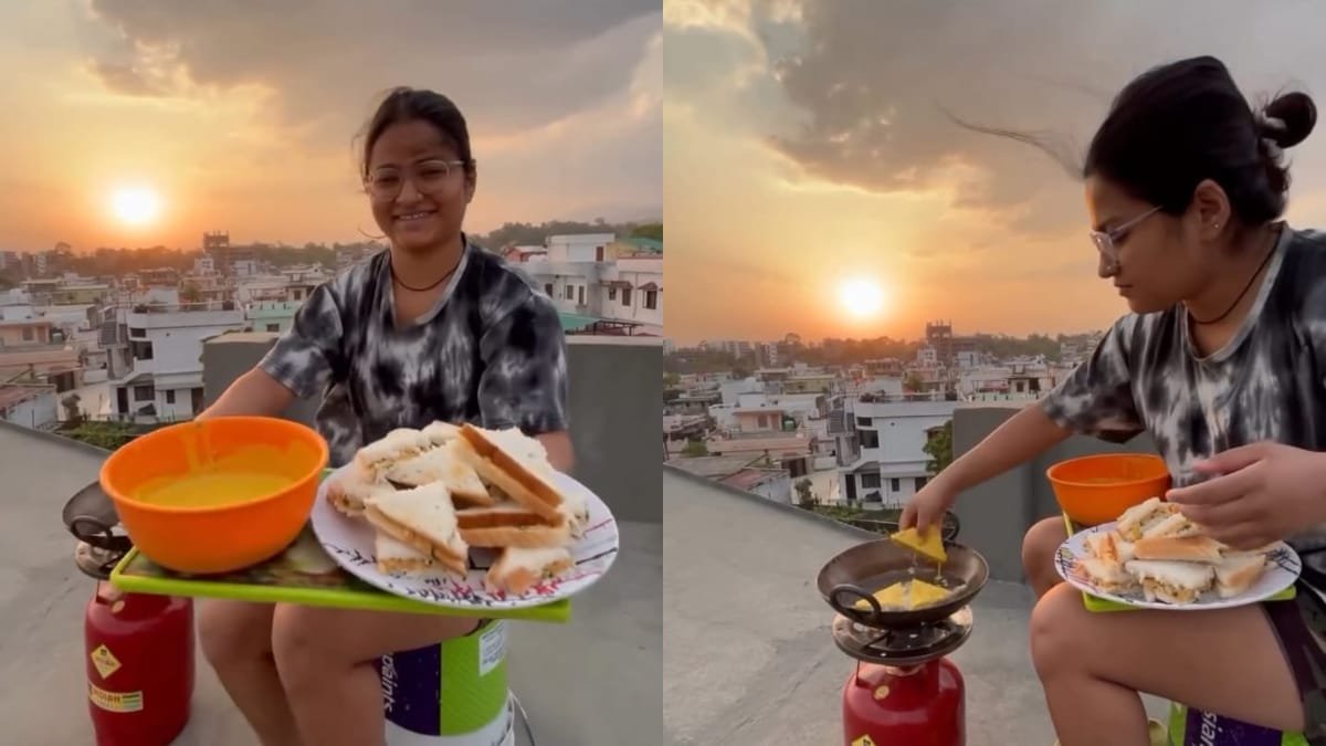 Viral Video: Woman Cooks Pakora On Rooftop Without Railings, Internet Reacts
