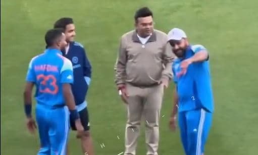 Watch: As Rohit Imitates Hardiks Viral Six, ICC Presidents Reaction Viral