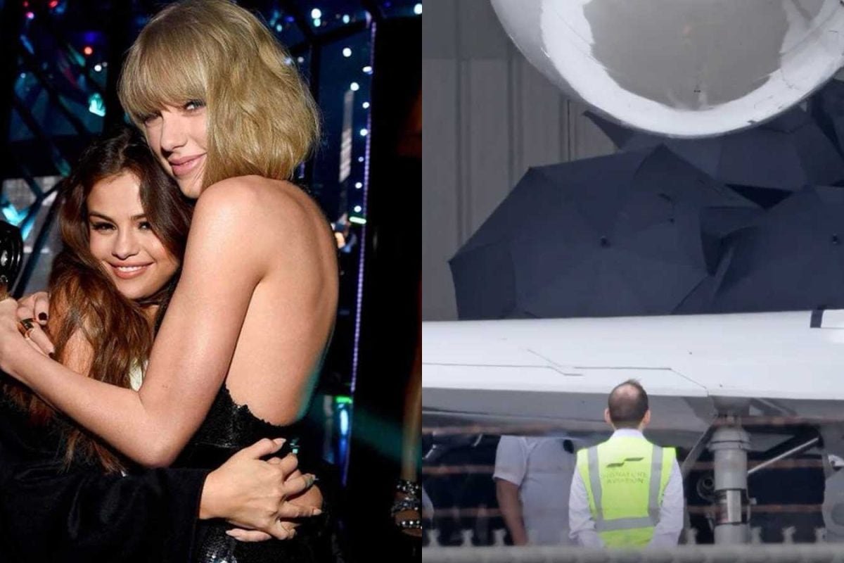 Photo: Taylor Swift Hides Under Umbrellas As She Arrives For Selena Gomez’s Wedding