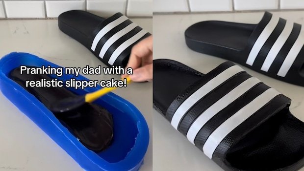 Woman Pranks Father With Hyper-Realistic Slipper Cake. Watch His Reaction