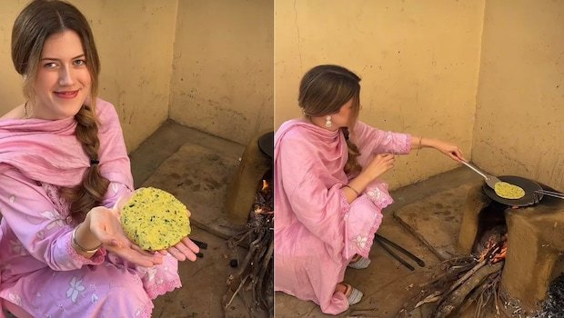Watch: Foreigner Wife Makes Perfect Makki Di Roti On Traditional Chulha In Punjab