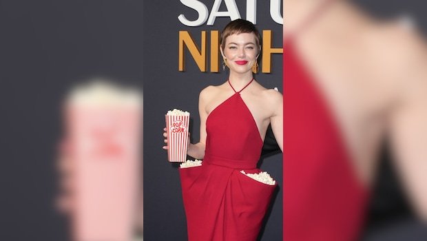 Emma Stones Popcorn Dress Is A Quirky Red Carpet Ode To The Beloved Snack